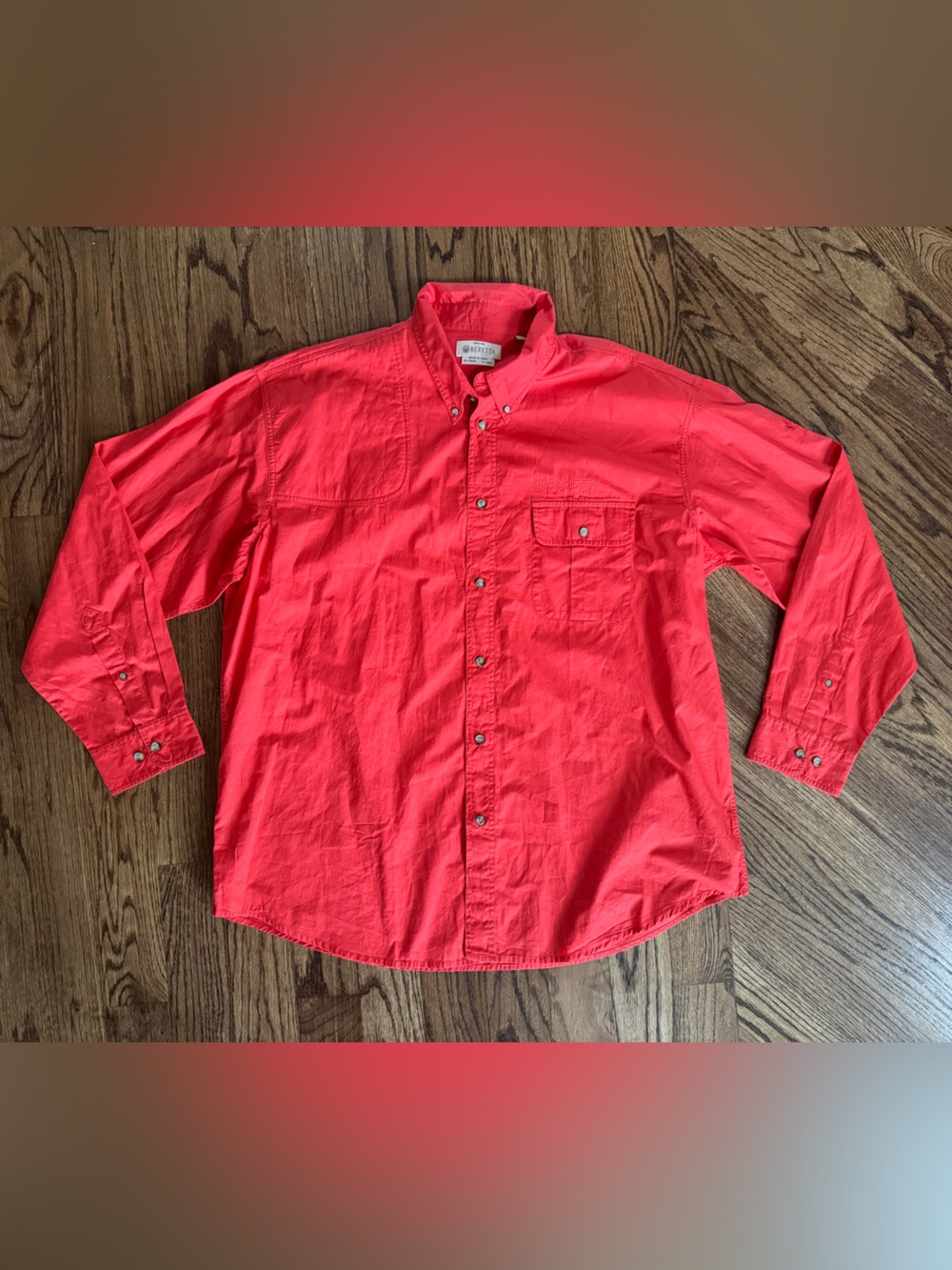Beretta XXL Long Sleeve Button Up Quilted Shoulder Breathable Red Hunting Fish